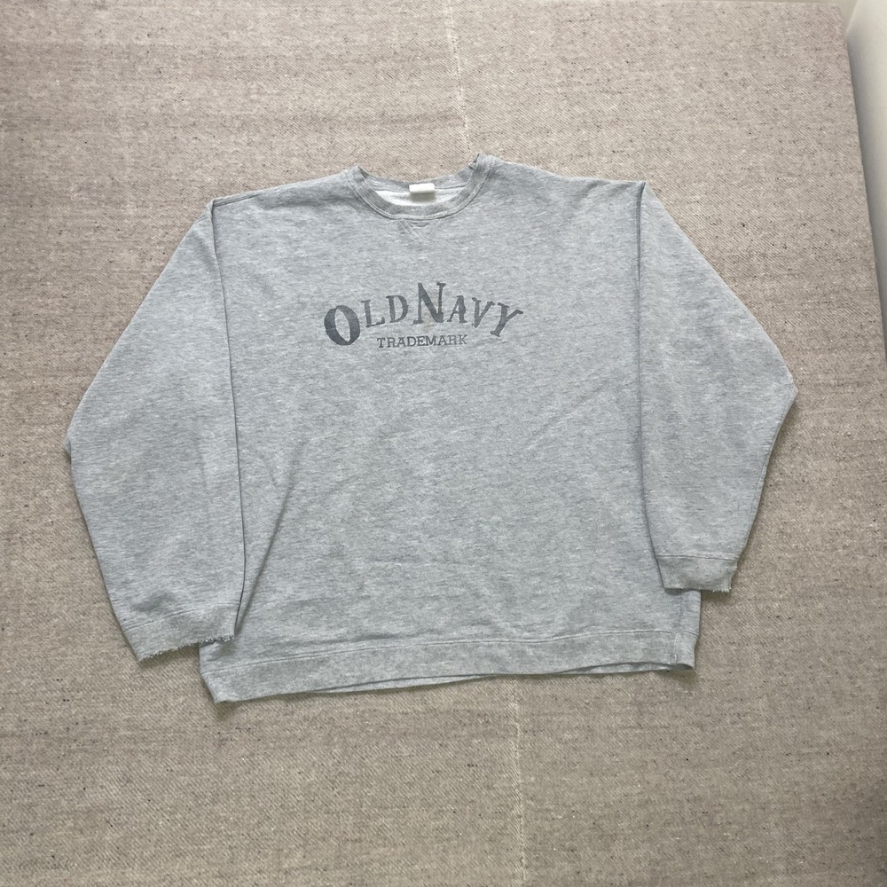 Vintage‎ Big Logo Sweatshirt Men XXL Gray 1990s Old Navy